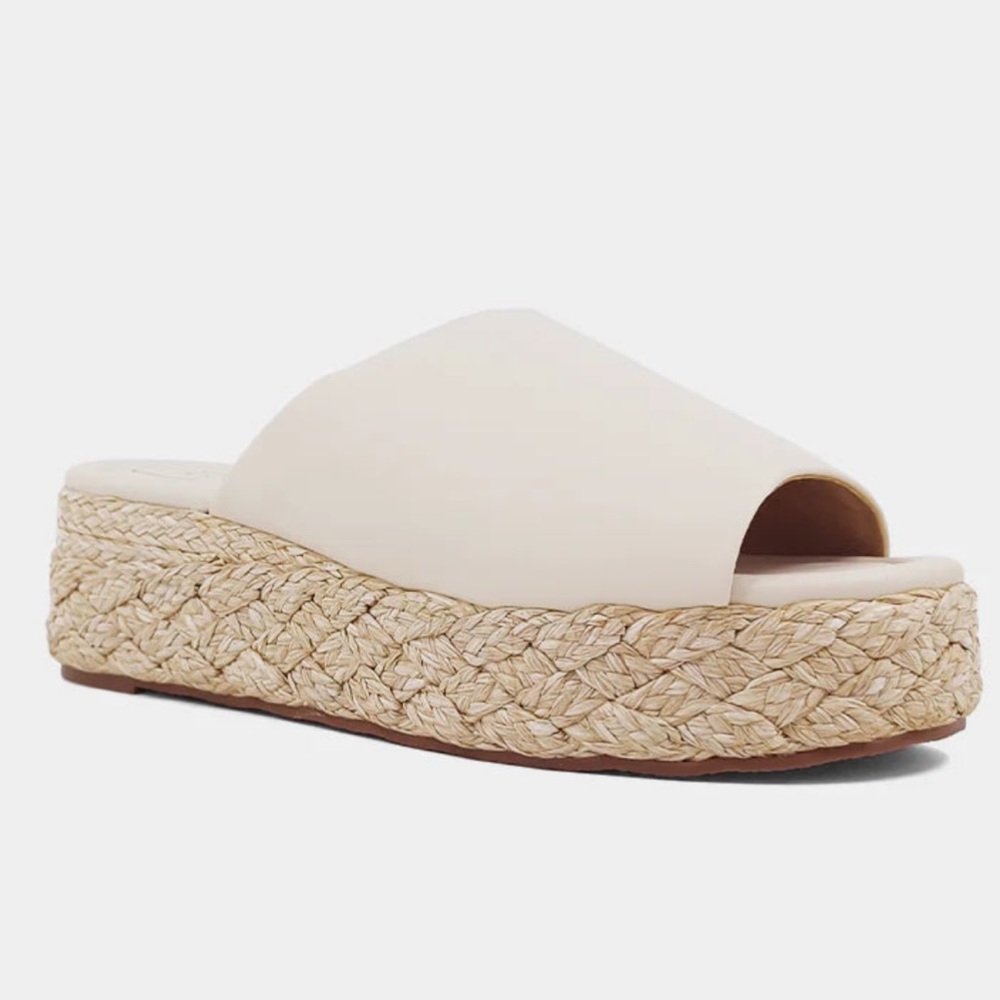 ShuShop Cream Braided Espadrille Platform Wedge Slide